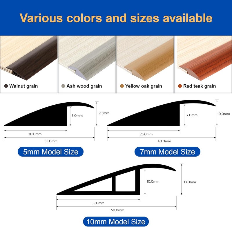bnell Floor Transition Strip Self Adhesive-PVC Carpet & Floor Edging Trim Strip,Threshold Transitions Suitable for Threshold Height Less Than 10mm (9.84FT_Gray Wood Grain) - Image 5